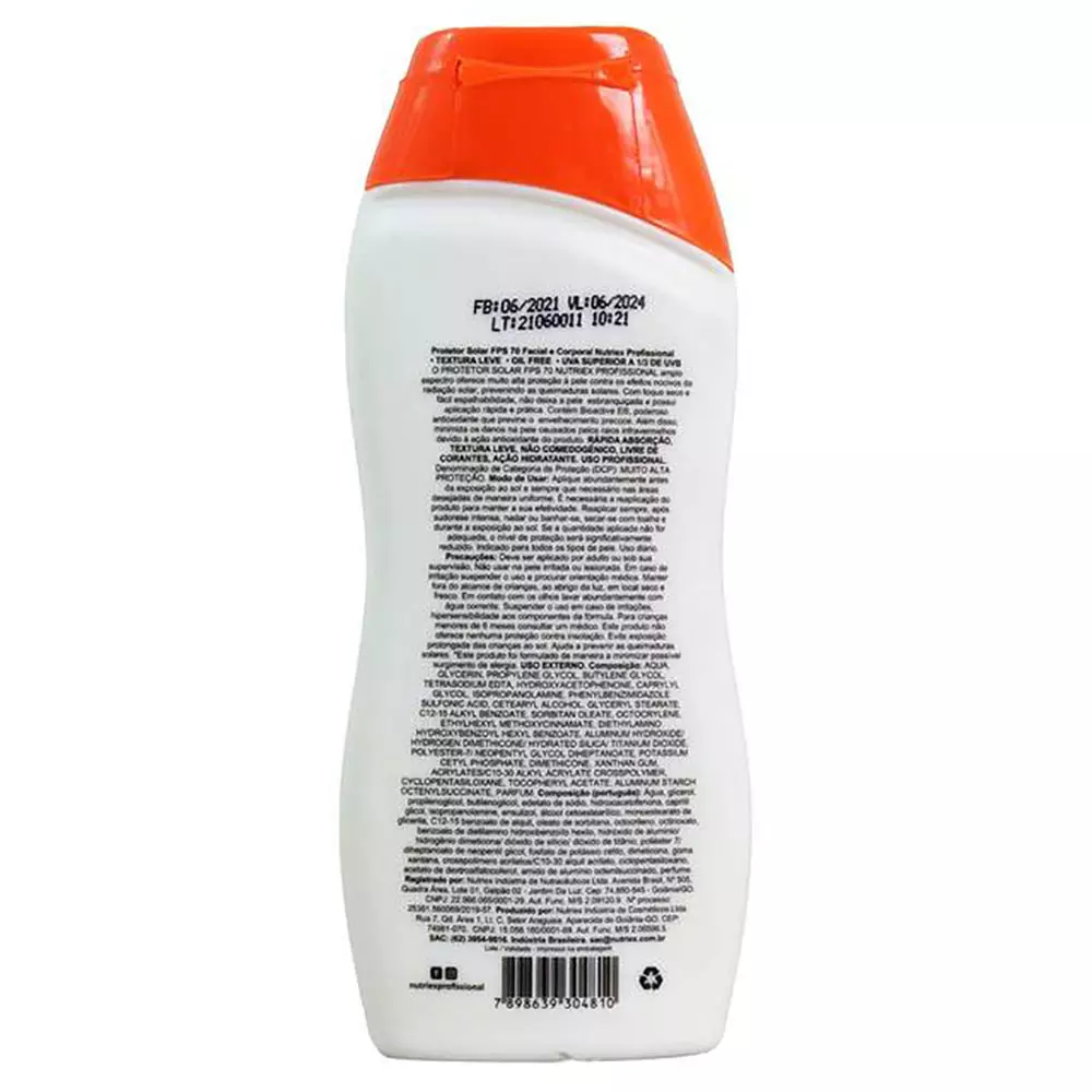 Protetor Solar Fps 70  Uva 120ml Facial Nutriex